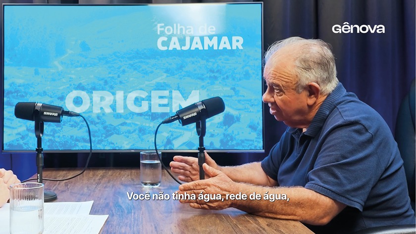 Professor Irineu Lameira Belchior durante entrevista da série Origens, da Folha de Cajamar